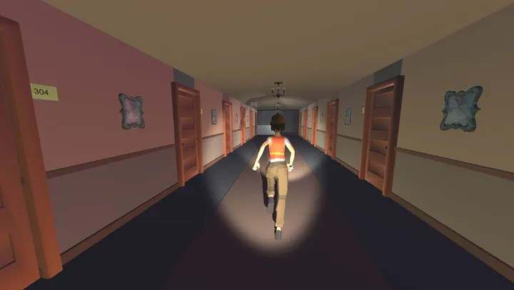 A porter runs down a long corridor in a pool of torchlight.